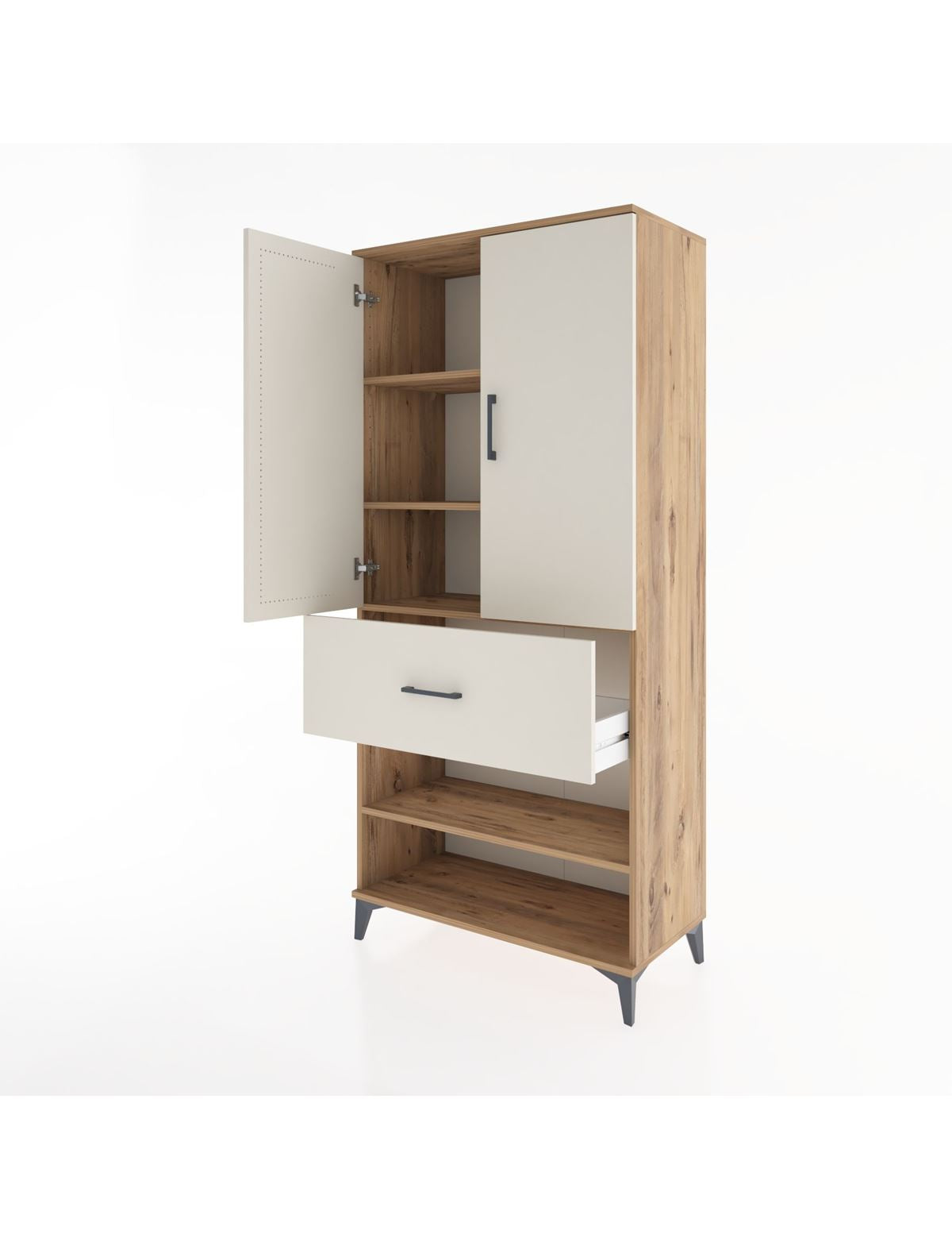 Hyperion Dolap 4 Raflı Tek Çekmeceli 2 Kapaklı 88x44x195 - S60M041V7B
