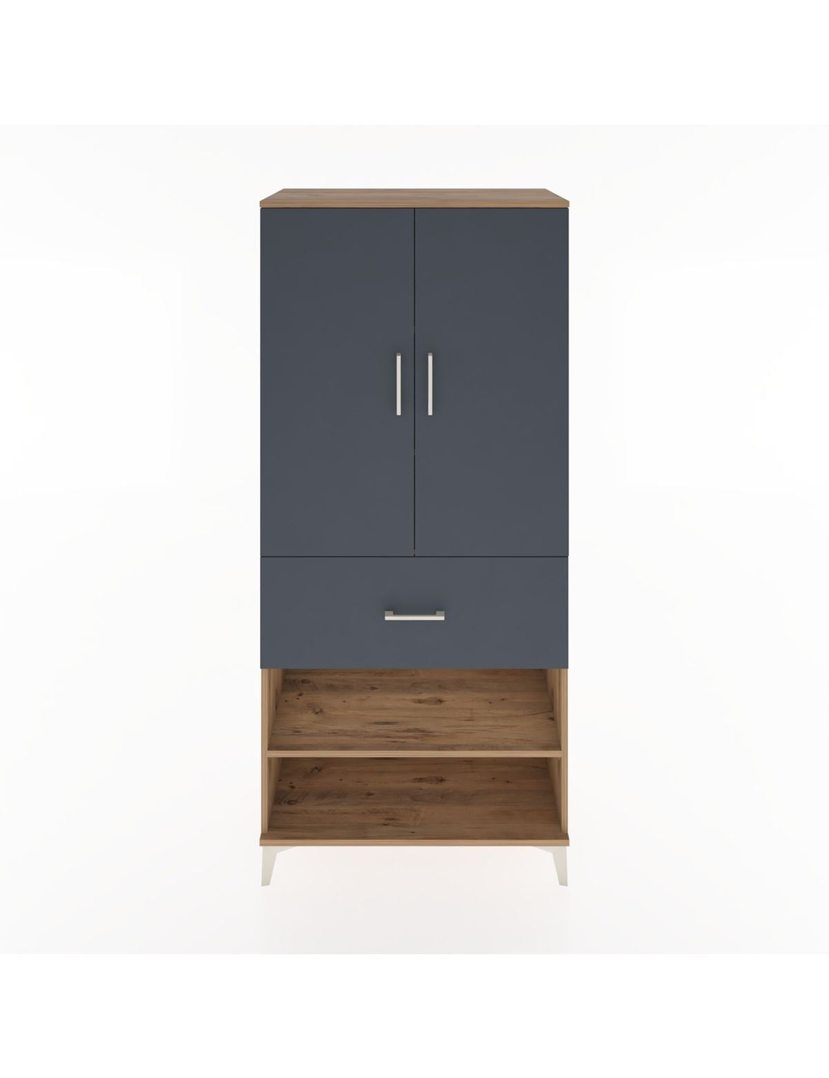 Hyperion Dolap 4 Raflı Tek Çekmeceli 2 Kapaklı 88x44x195 Çam-Antrasit