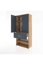 Hyperion Dolap 4 Raflı Tek Çekmeceli 2 Kapaklı 88x44x195 Çam-Antrasit