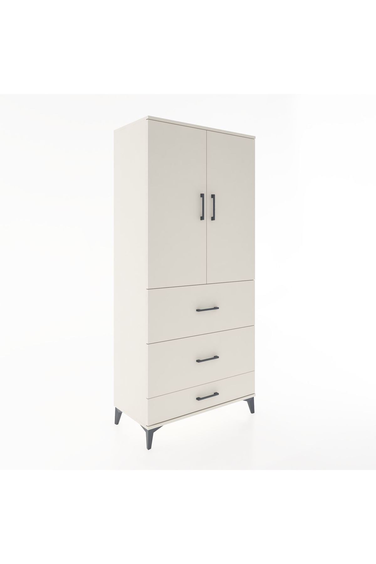 Hyperion Dolap Tek Raflı 3 Çekmeceli Tek Askılı 88x44x195 Aytaşı-Aytaşı