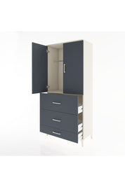 Hyperion Dolap Tek Raflı 3 Çekmeceli Tek Askılı 88x44x195 Aytaşı-Antrasit