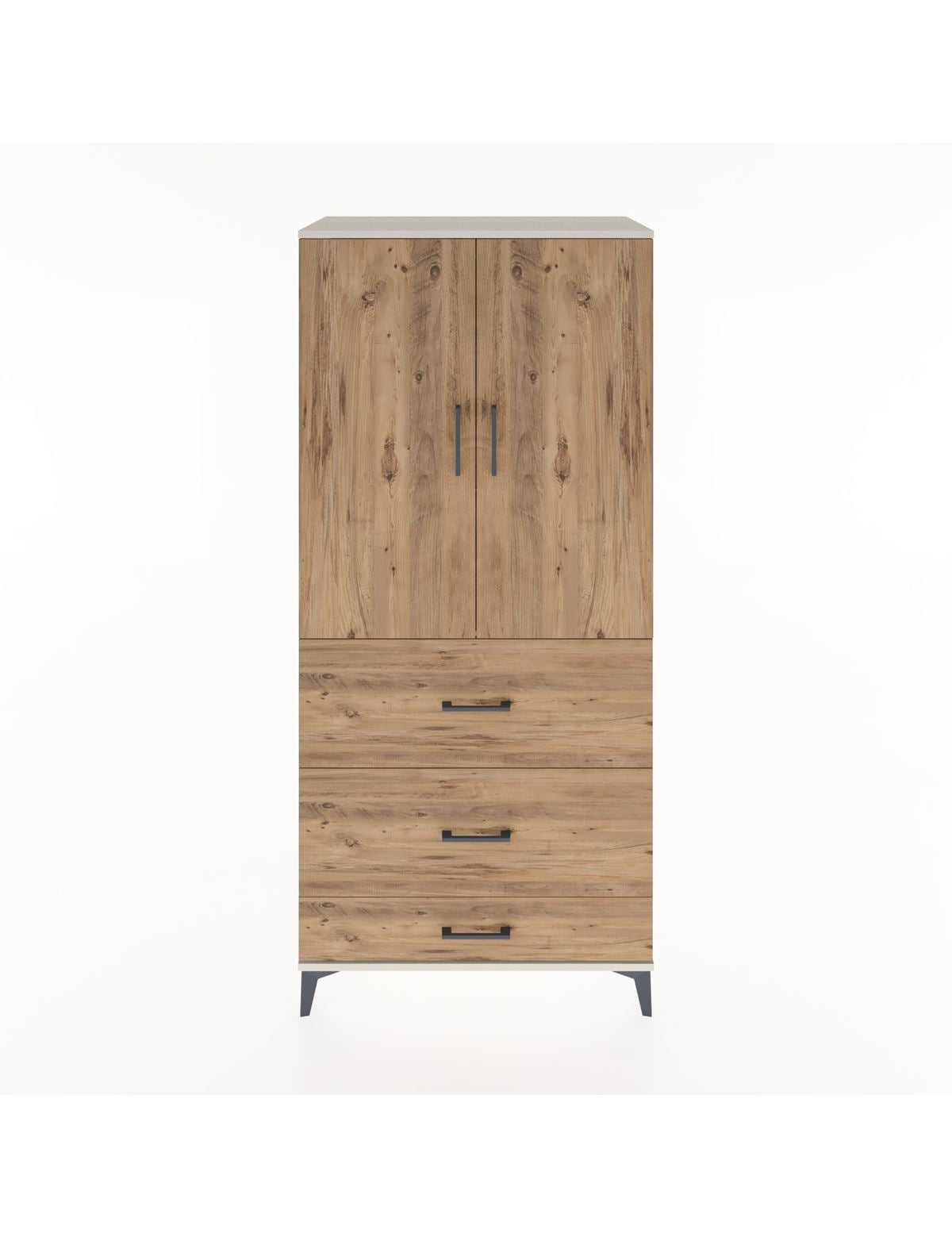 Hyperion Dolap Tek Raflı 3 Çekmeceli Tek Askılı 88x44x195 Aytaşı-Çam