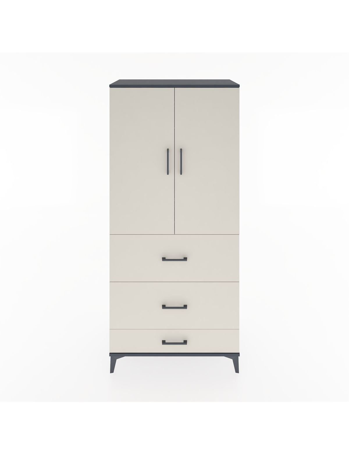 Hyperion Dolap Tek Raflı 3 Çekmeceli Tek Askılı 88x44x195 Antrasit-Aytaşı