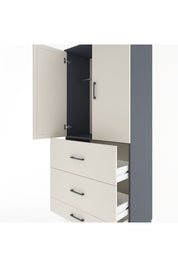 Hyperion Dolap Tek Raflı 3 Çekmeceli Tek Askılı 88x44x195 Antrasit-Aytaşı