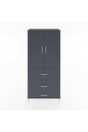 Hyperion Dolap Tek Raflı 3 Çekmeceli Tek Askılı 88x44x195 Antrasit-Antrasit