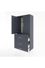 Hyperion Dolap Tek Raflı 3 Çekmeceli Tek Askılı 88x44x195 Antrasit-Antrasit