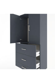 Hyperion Dolap Tek Raflı 3 Çekmeceli Tek Askılı 88x44x195 Antrasit-Antrasit