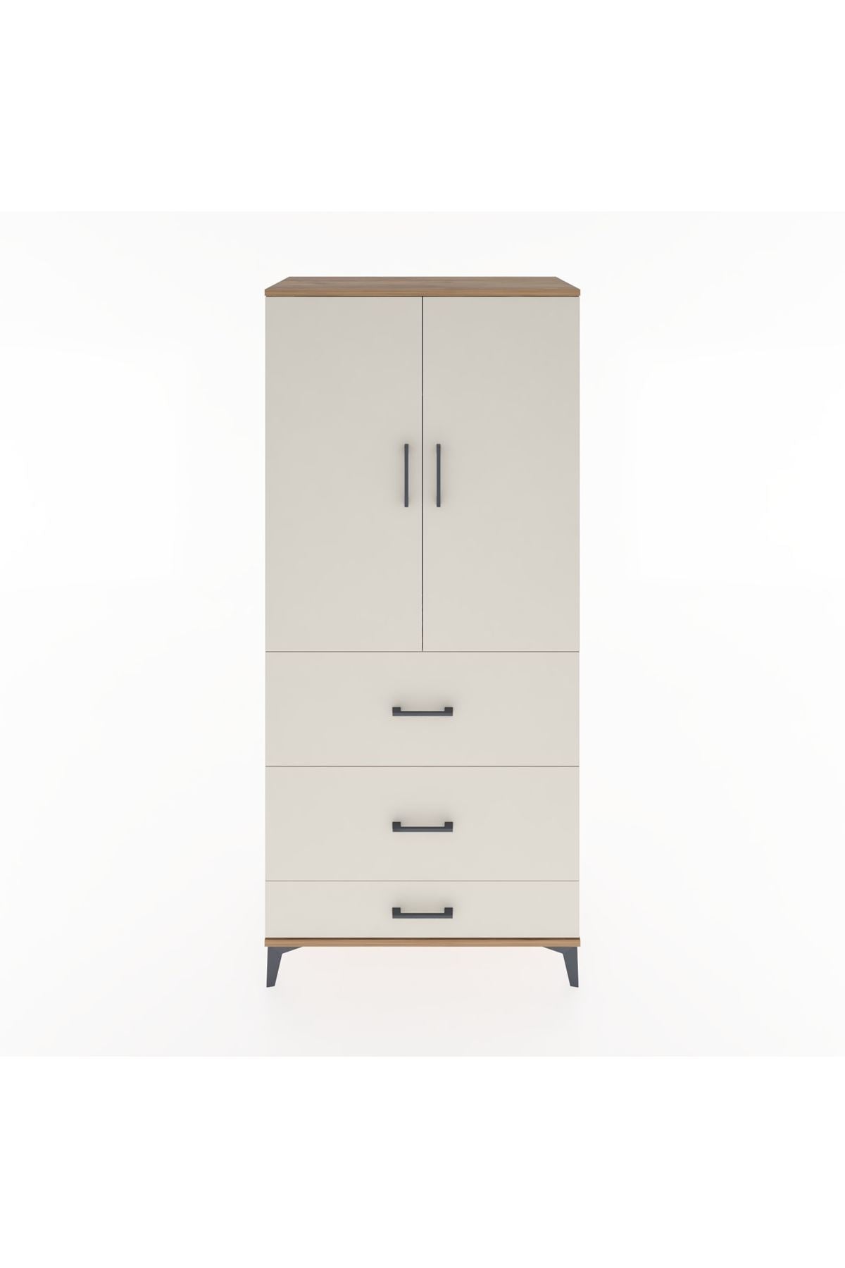 Hyperion Dolap Tek Raflı 3 Çekmeceli Tek Askılı 88x44x195 Çam-Aytaşı