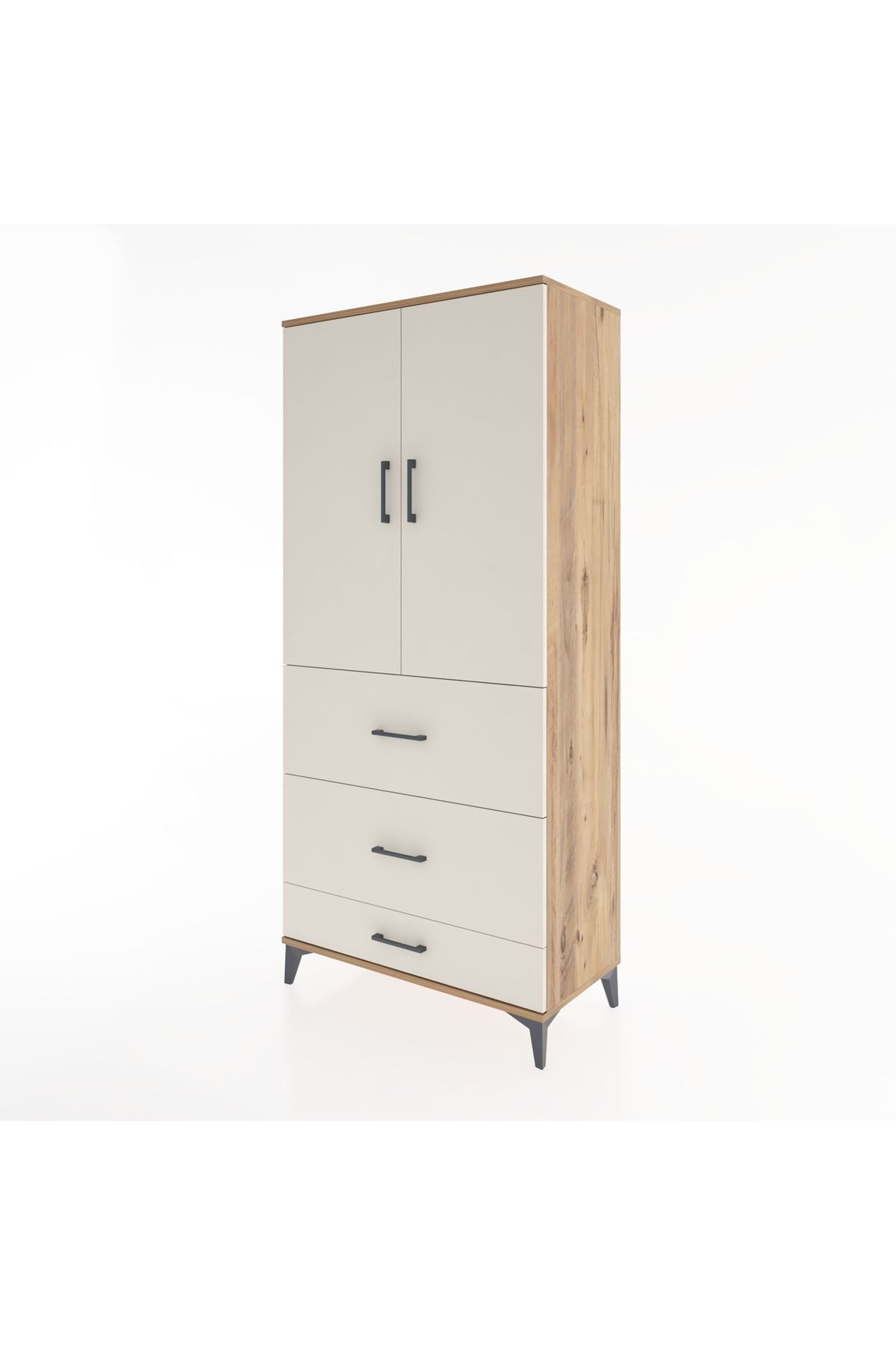 Hyperion Dolap Tek Raflı 3 Çekmeceli Tek Askılı 88x44x195 Çam-Aytaşı