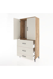 Hyperion Dolap Tek Raflı 3 Çekmeceli Tek Askılı 88x44x195 Çam-Aytaşı