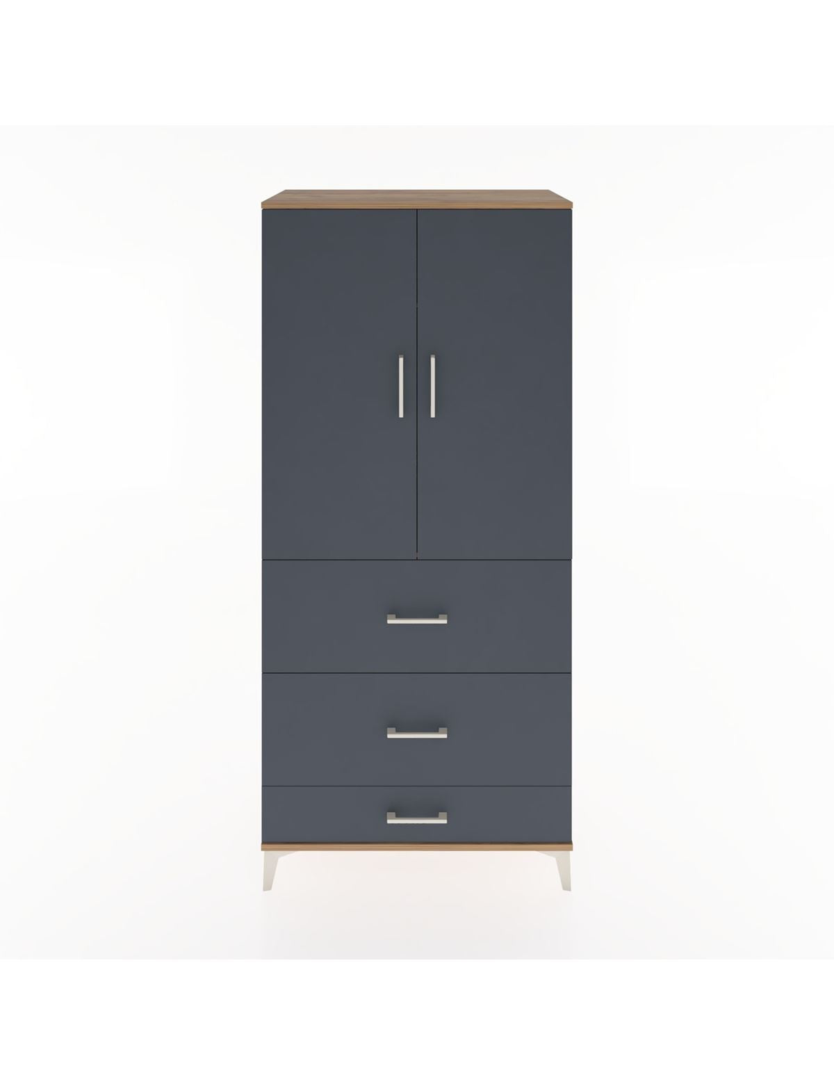 Hyperion Dolap Tek Raflı 3 Çekmeceli Tek Askılı 88x44x195 Çam-Antrasit