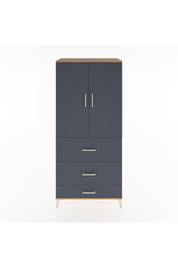 Hyperion Dolap Tek Raflı 3 Çekmeceli Tek Askılı 88x44x195 Çam-Antrasit