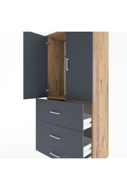 Hyperion Dolap Tek Raflı 3 Çekmeceli Tek Askılı 88x44x195 Çam-Antrasit