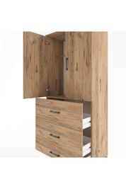 Hyperion Dolap Tek Raflı 3 Çekmeceli Tek Askılı 88x44x195 Çam-Çam