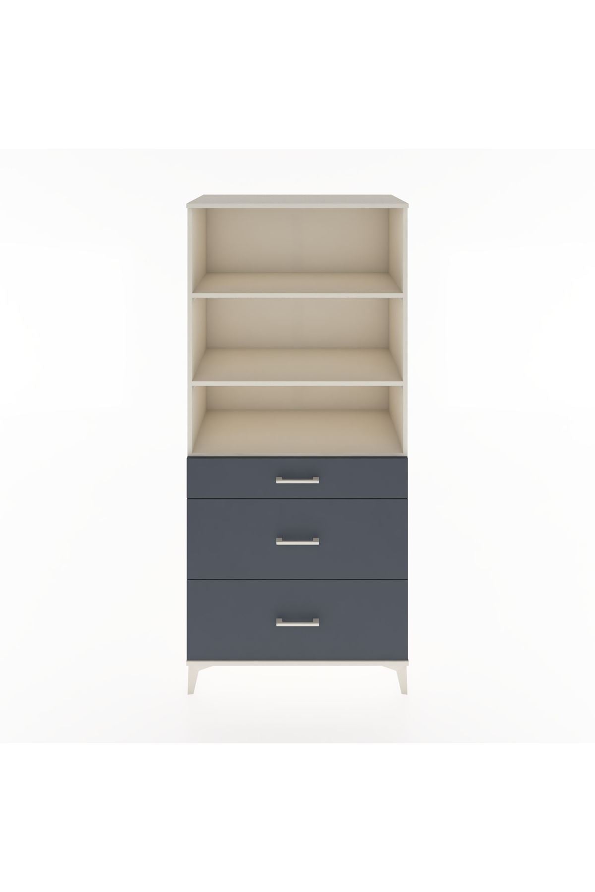 Hyperion Dolap 3 Raflı 3 Çekmeceli 88x44x195 Aytaşı-Antrasit