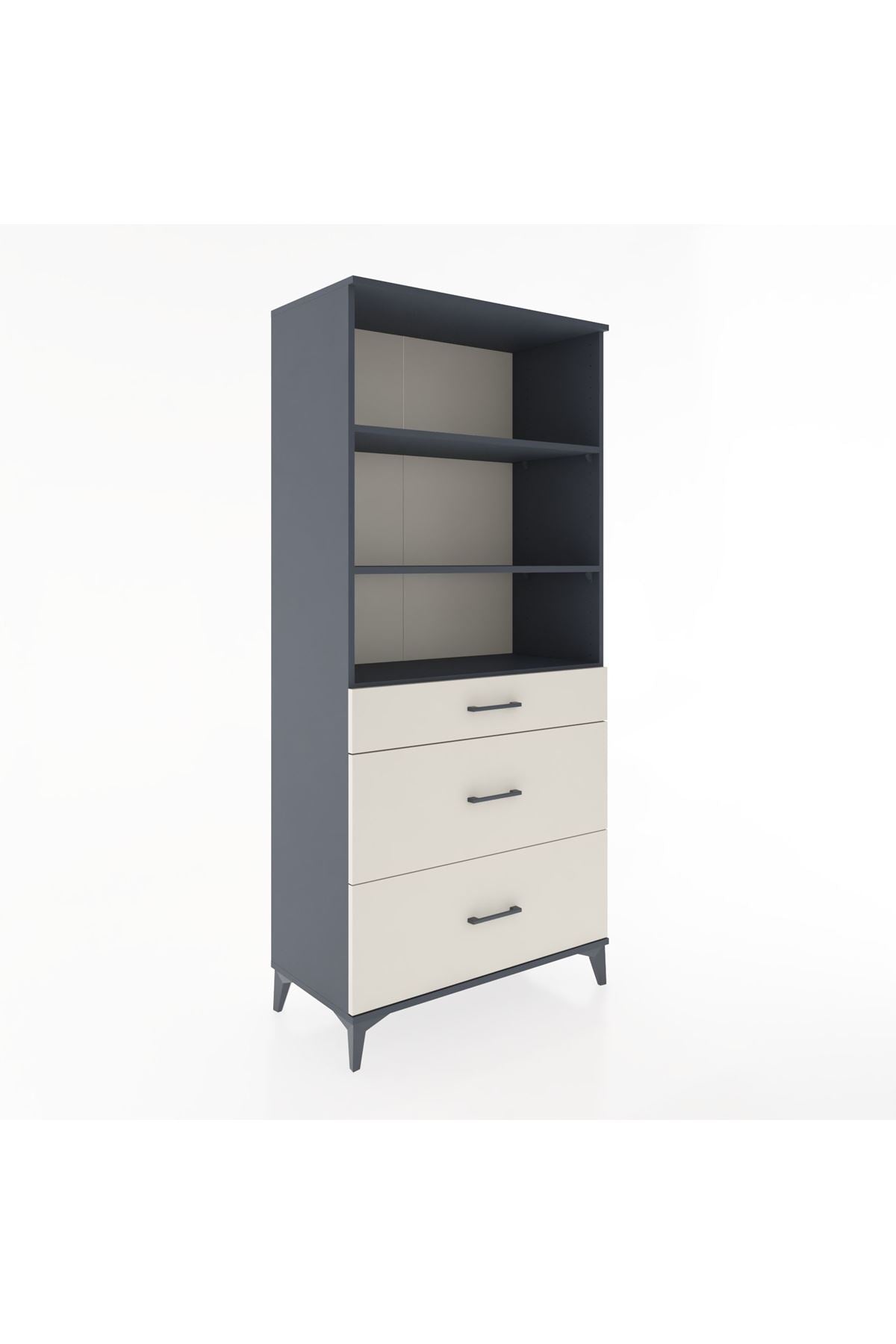 Hyperion Dolap 3 Raflı 3 Çekmeceli 88x44x195 Antrasit-Aytaşı