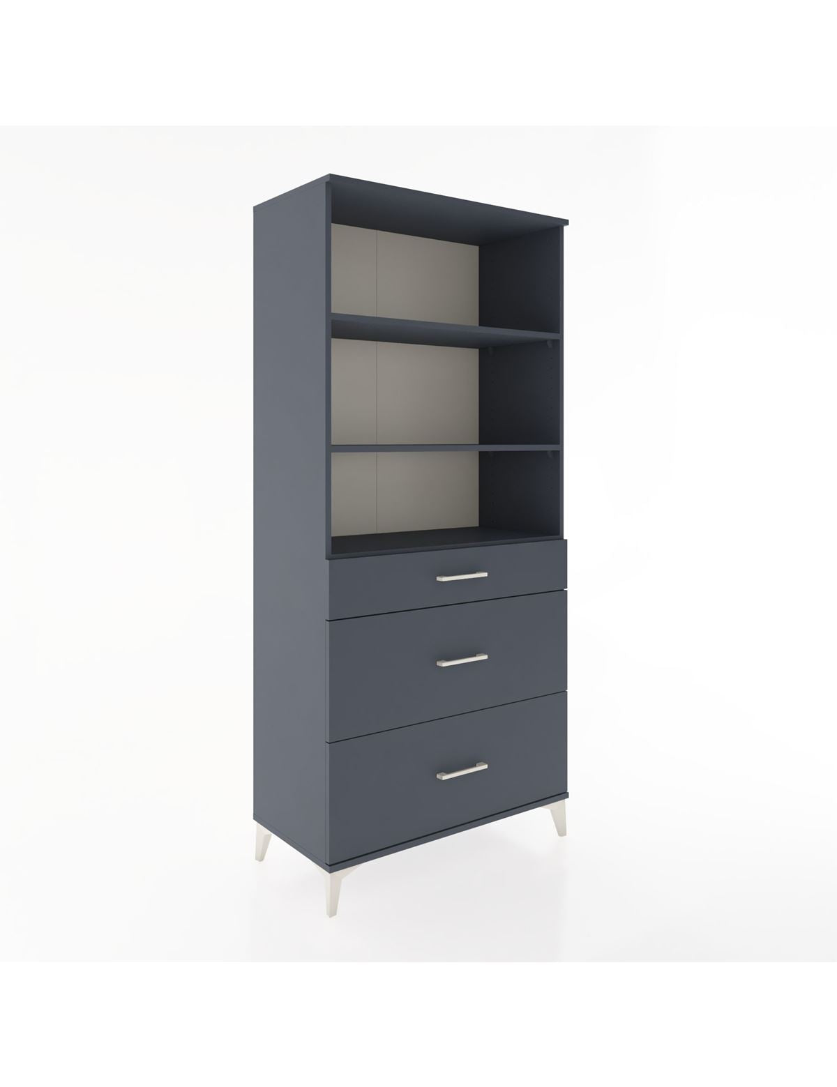 Hyperion Dolap 3 Raflı 3 Çekmeceli 88x44x195 Antrasit-Antrasit