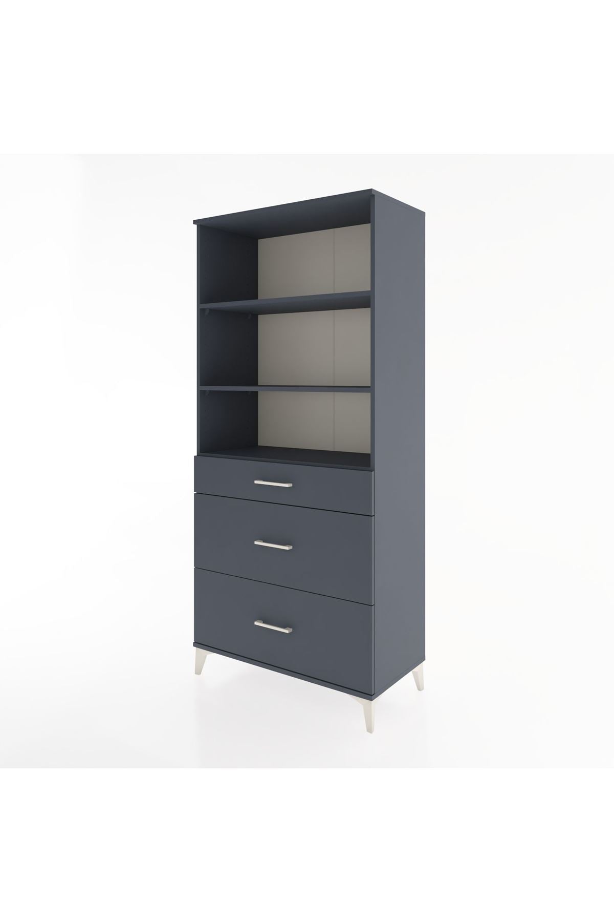 Hyperion Dolap 3 Raflı 3 Çekmeceli 88x44x195 Antrasit-Antrasit