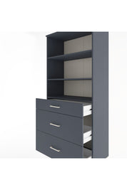 Hyperion Dolap 3 Raflı 3 Çekmeceli 88x44x195 Antrasit-Antrasit