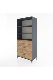 Hyperion Dolap 3 Raflı 3 Çekmeceli 88x44x195 Antrasit-Çam
