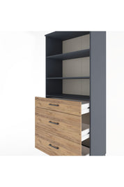 Hyperion Dolap 3 Raflı 3 Çekmeceli 88x44x195 Antrasit-Çam
