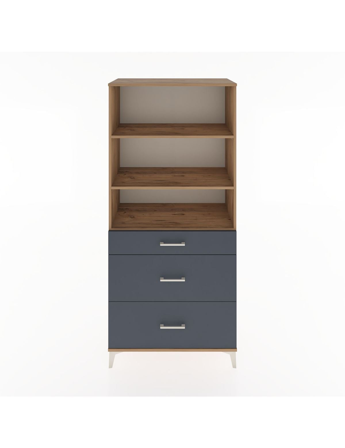 Hyperion Dolap 3 Raflı 3 Çekmeceli 88x44x195 Çam-Antrasit