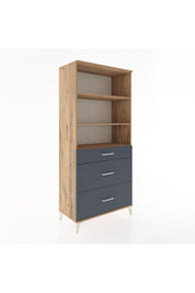 Hyperion Dolap 3 Raflı 3 Çekmeceli 88x44x195 Çam-Antrasit