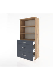Hyperion Dolap 3 Raflı 3 Çekmeceli 88x44x195 Çam-Antrasit