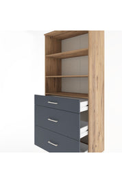 Hyperion Dolap 3 Raflı 3 Çekmeceli 88x44x195 Çam-Antrasit