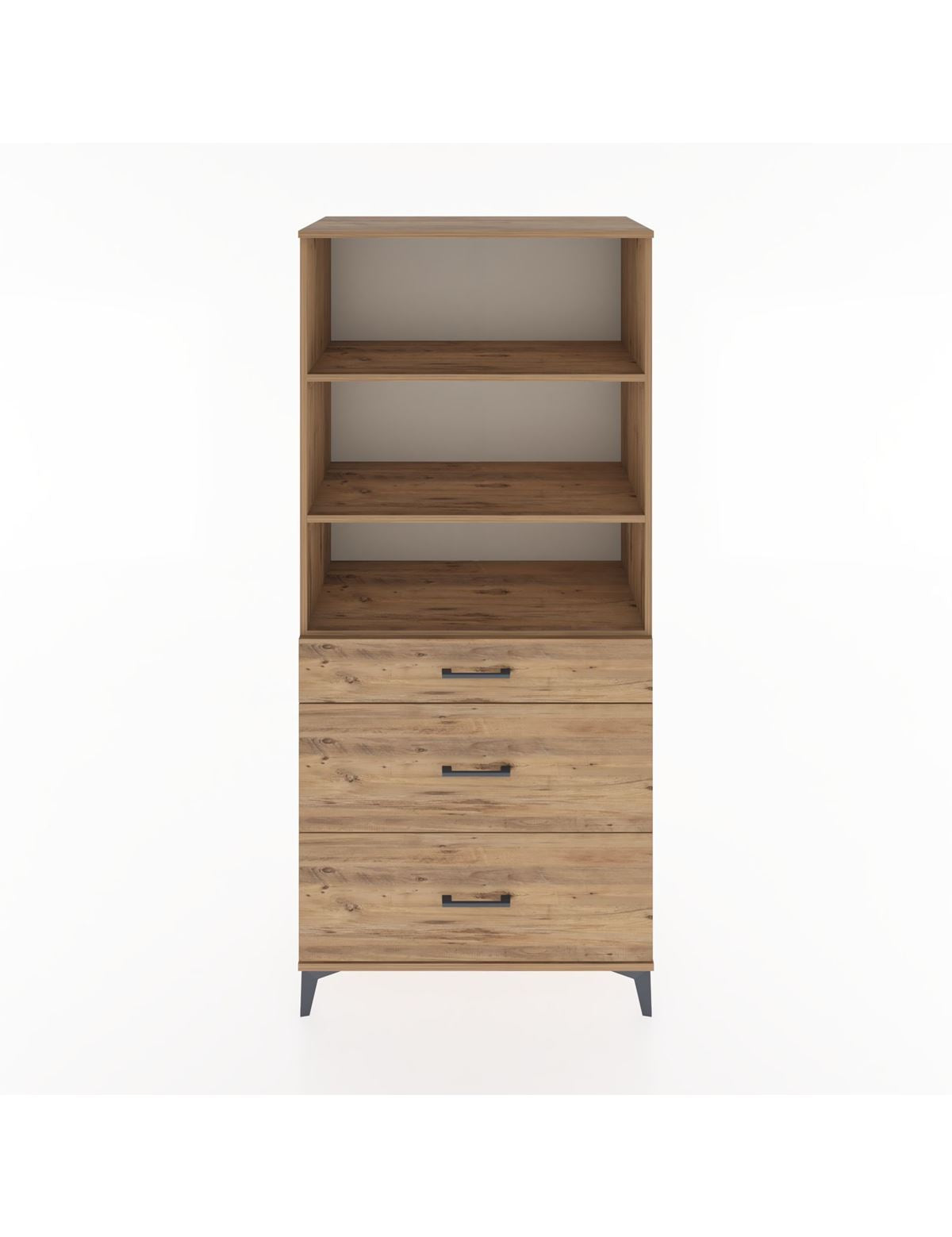 Hyperion Dolap 3 Raflı 3 Çekmeceli 88x44x195 Çam-Çam