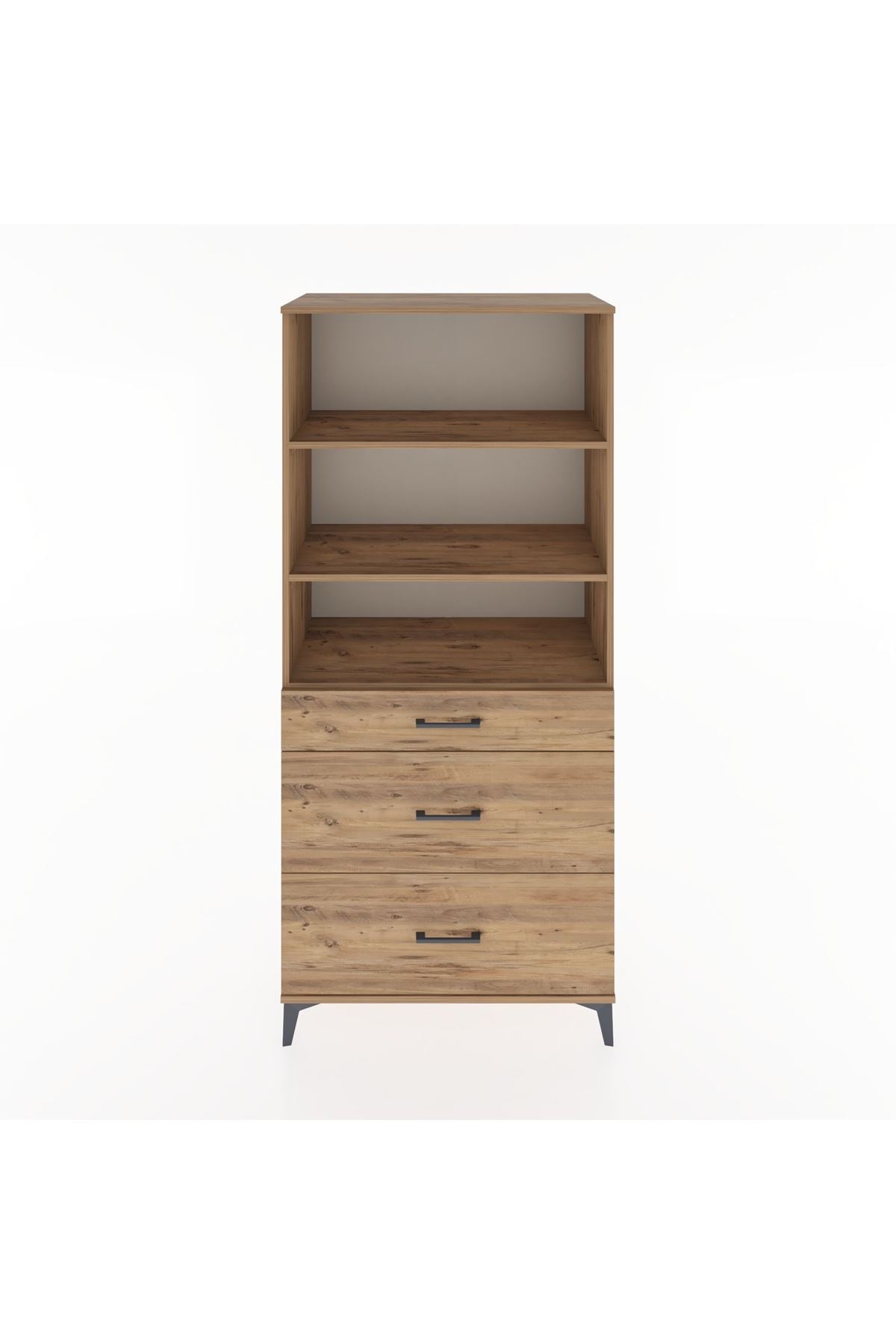Hyperion Dolap 3 Raflı 3 Çekmeceli 88x44x195 Çam-Çam