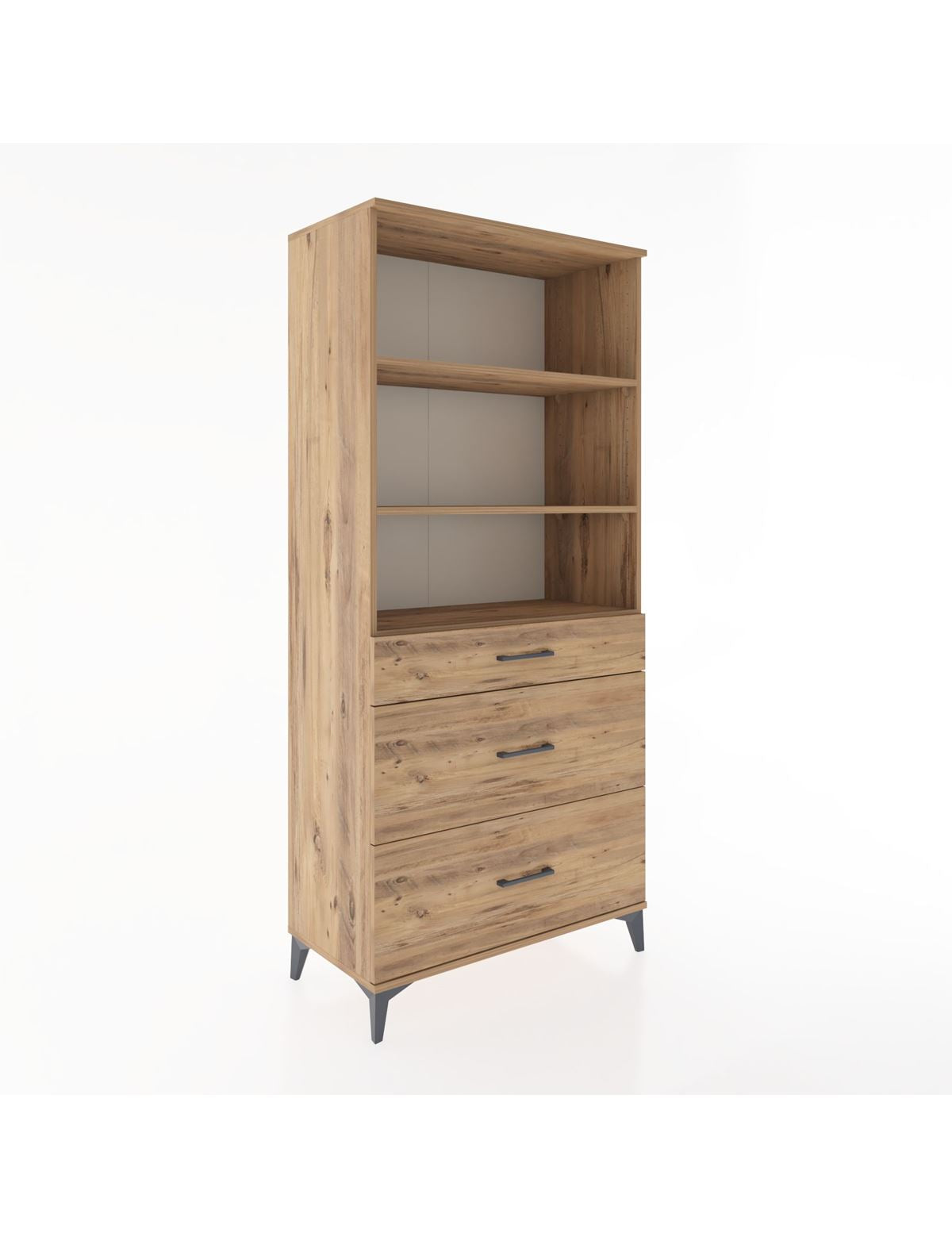 Hyperion Dolap 3 Raflı 3 Çekmeceli 88x44x195 Çam-Çam