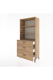 Hyperion Dolap 3 Raflı 3 Çekmeceli 88x44x195 Çam-Çam