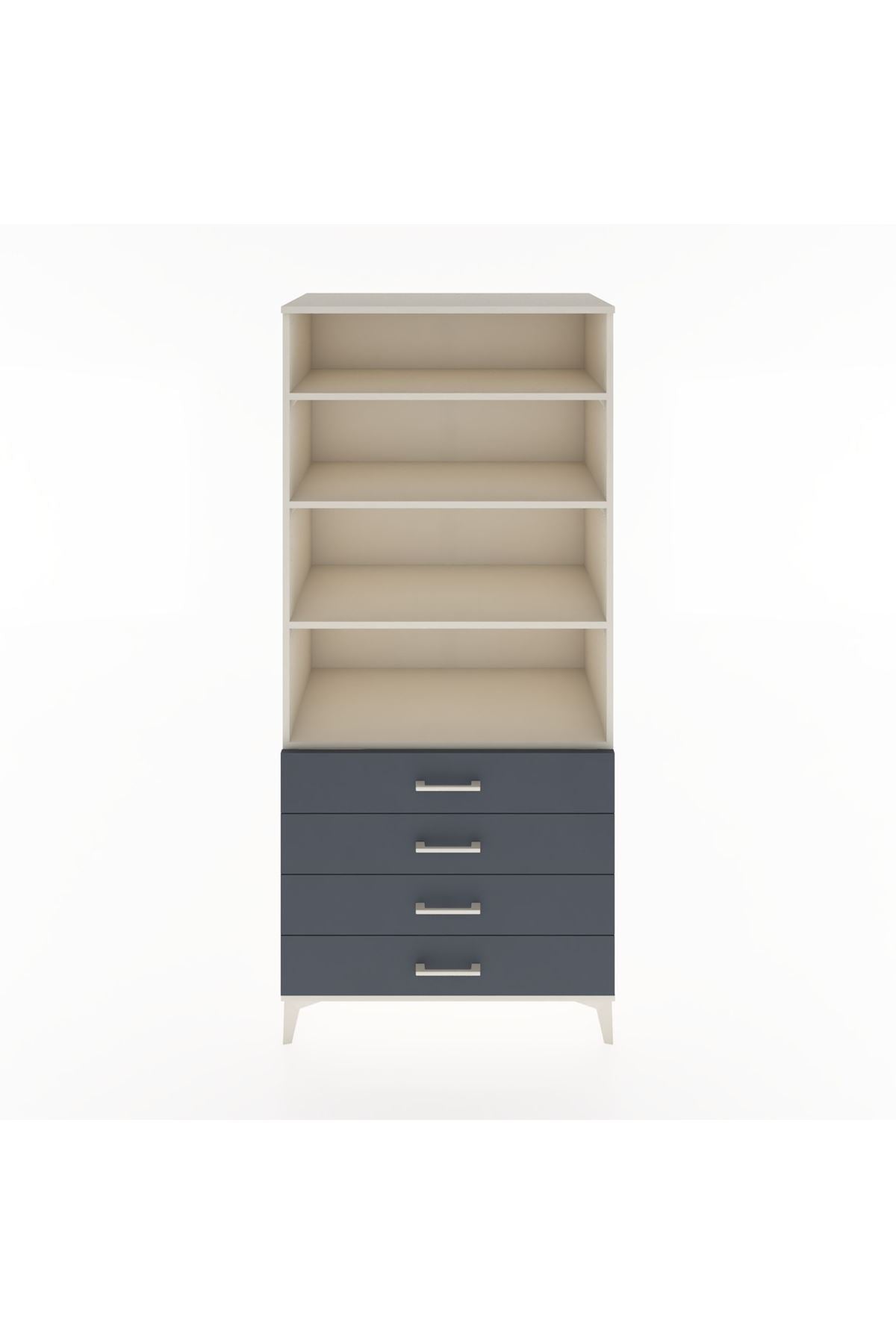 Hyperion Dolap 4 Raflı 4 Çekmeceli 88x44x195 Aytaşı-Antrasit