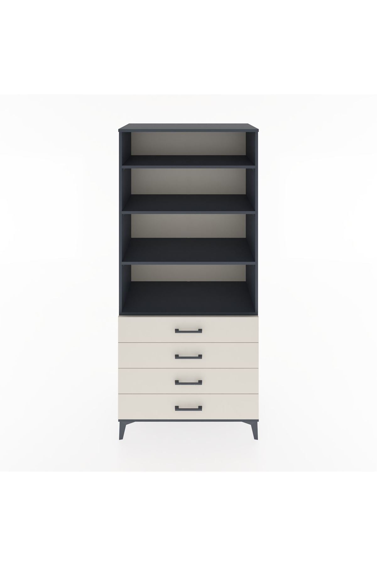 Hyperion Dolap 4 Raflı 4 Çekmeceli 88x44x195 Antrasit-Aytaşı