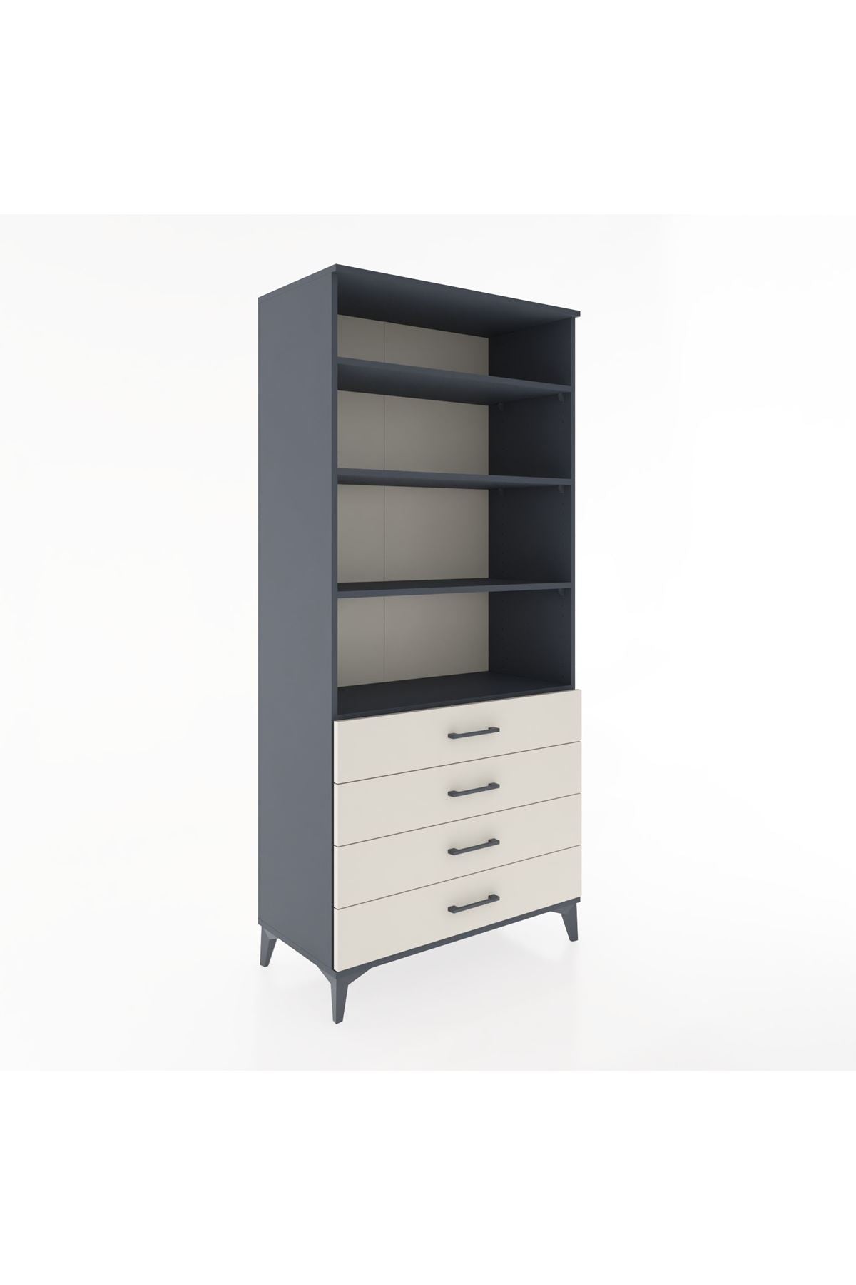 Hyperion Dolap 4 Raflı 4 Çekmeceli 88x44x195 Antrasit-Aytaşı