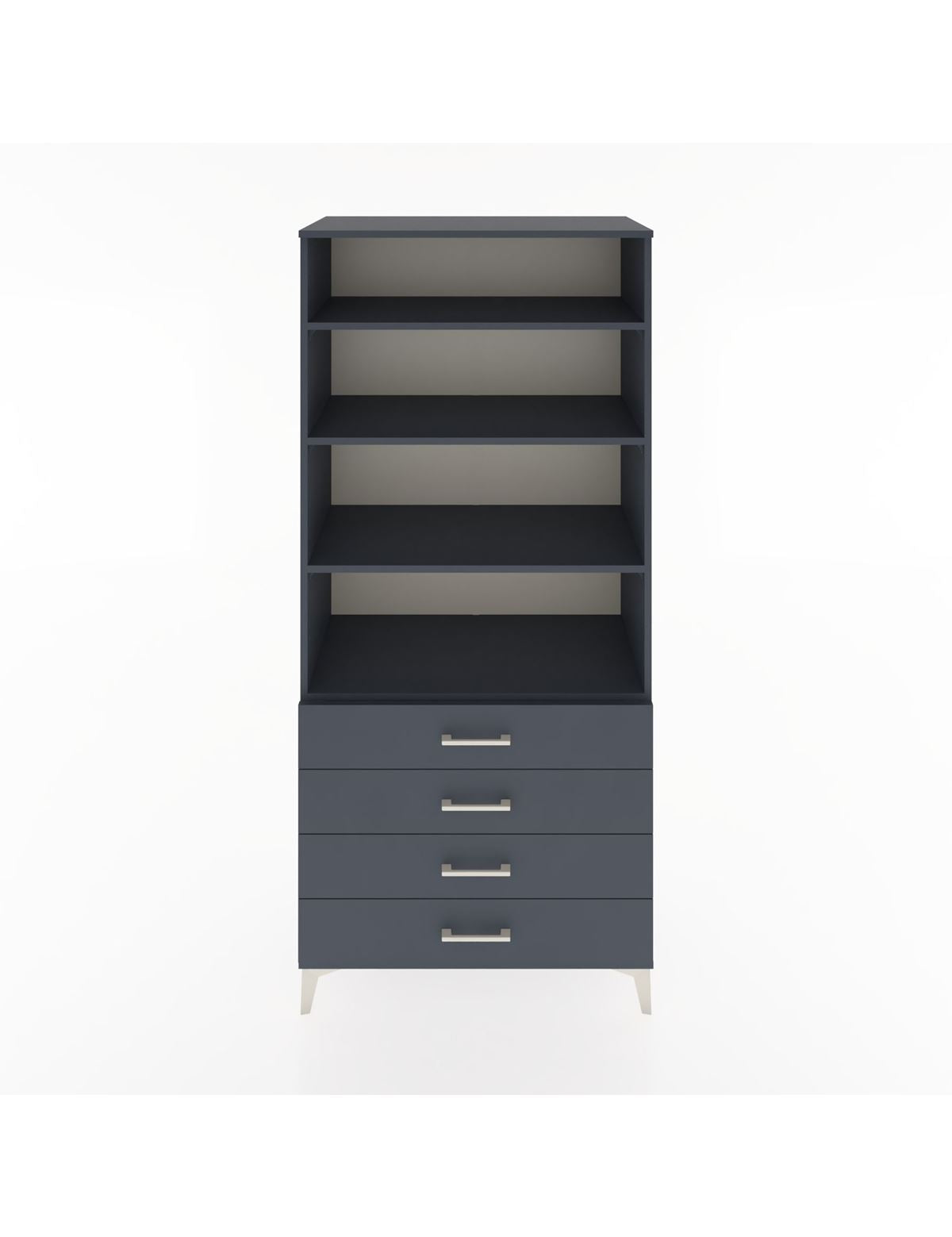 Hyperion Dolap 4 Raflı 4 Çekmeceli 88x44x195 Antrasit-Antrasit