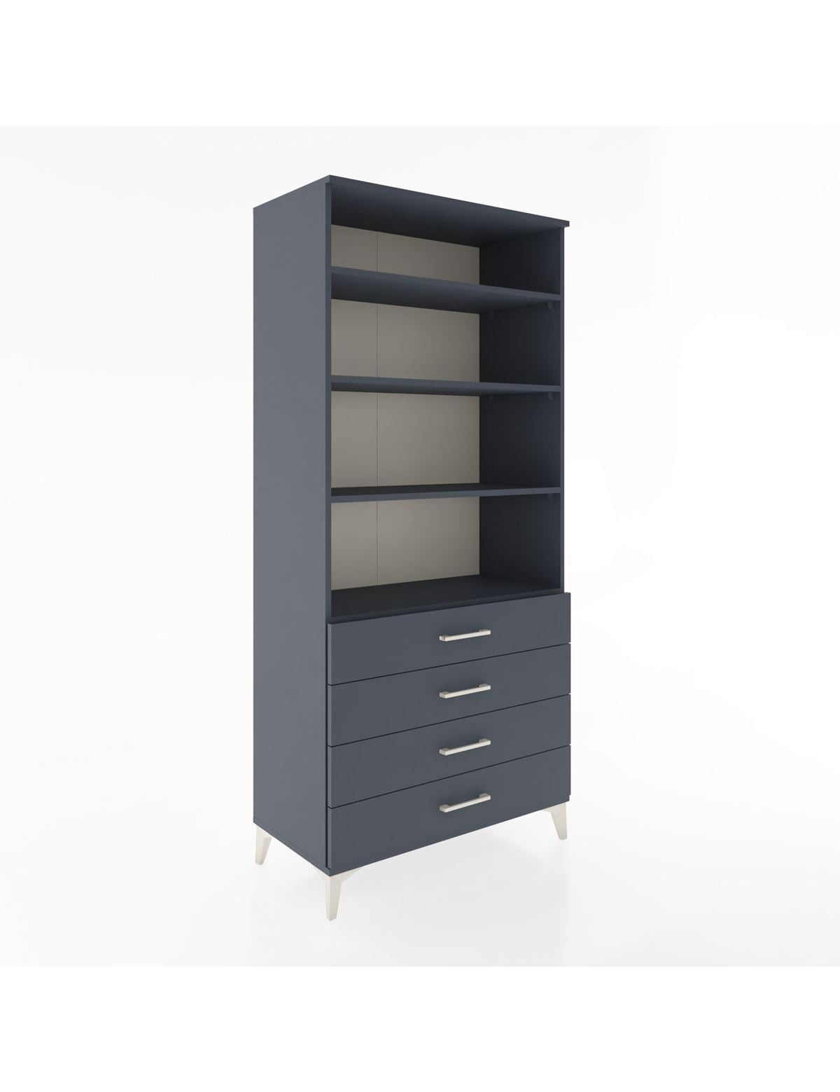 Hyperion Dolap 4 Raflı 4 Çekmeceli 88x44x195 Antrasit-Antrasit