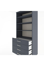 Hyperion Dolap 4 Raflı 4 Çekmeceli 88x44x195 Antrasit-Antrasit