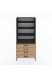 Hyperion Dolap 4 Raflı 4 Çekmeceli 88x44x195 Antrasit-Çam