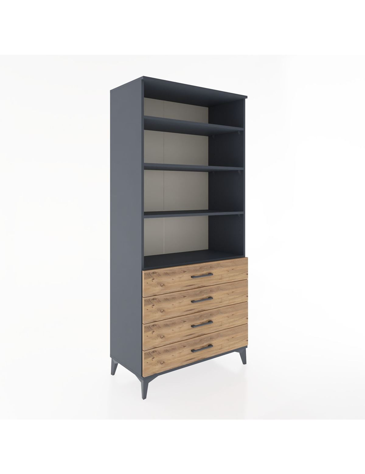 Hyperion Dolap 4 Raflı 4 Çekmeceli 88x44x195 Antrasit-Çam