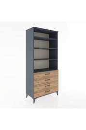 Hyperion Dolap 4 Raflı 4 Çekmeceli 88x44x195 Antrasit-Çam