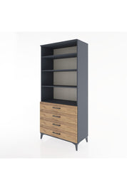 Hyperion Dolap 4 Raflı 4 Çekmeceli 88x44x195 Antrasit-Çam