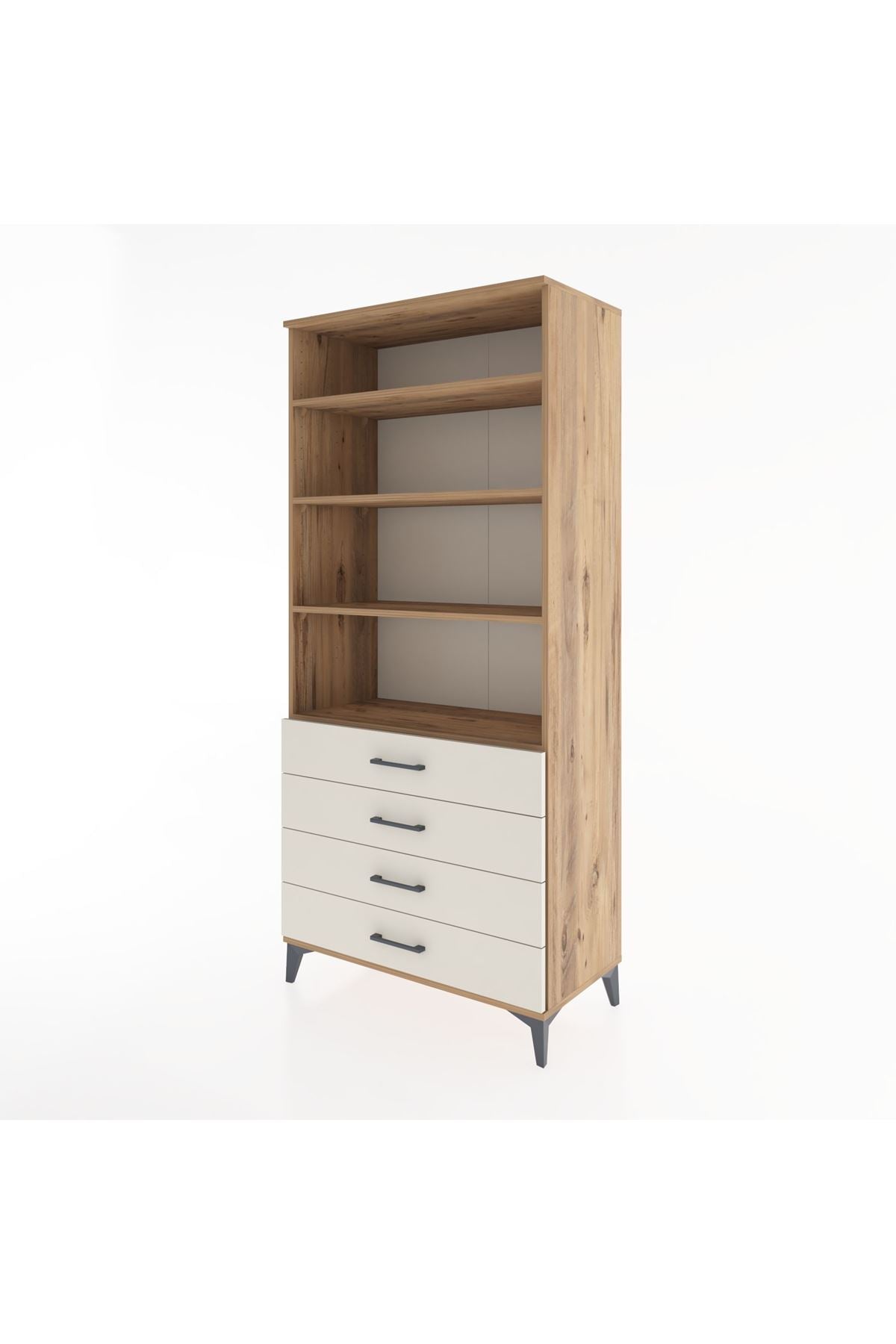 Hyperion Dolap 4 Raflı 4 Çekmeceli 88x44x195 Çam-Aytaşı