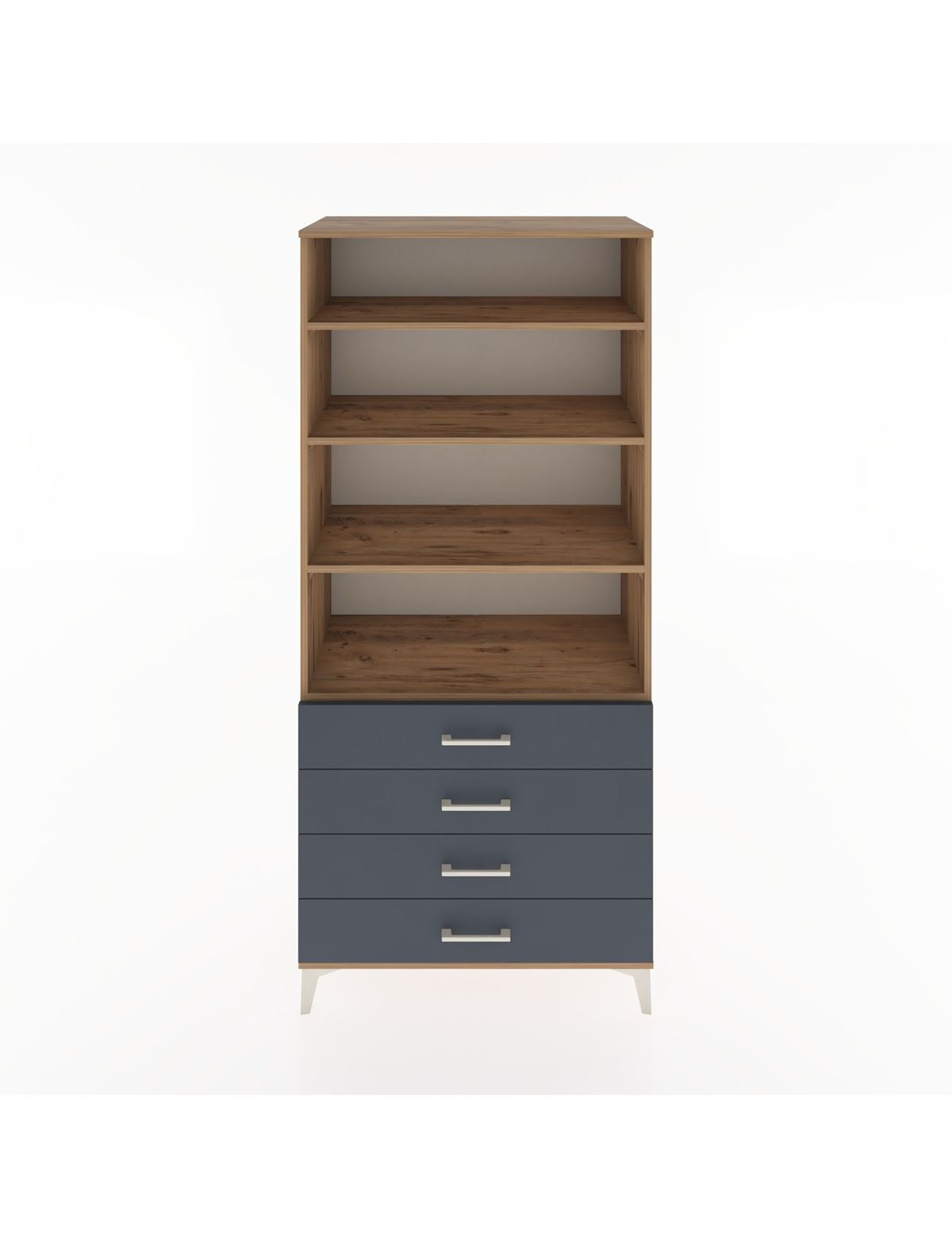 Hyperion Dolap 4 Raflı 4 Çekmeceli 88x44x195 Çam-Antrasit