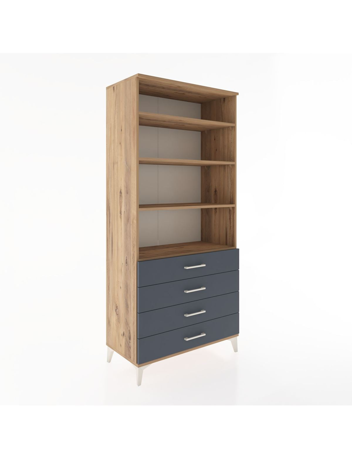 Hyperion Dolap 4 Raflı 4 Çekmeceli 88x44x195 Çam-Antrasit