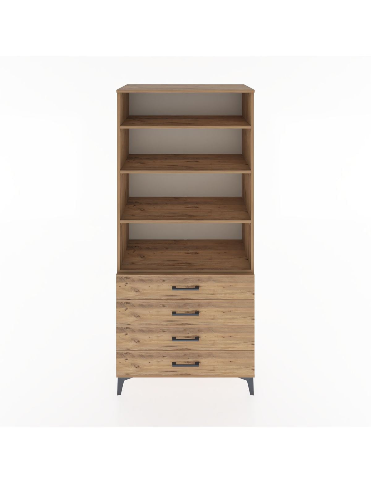 Hyperion Dolap 4 Raflı 4 Çekmeceli 88x44x195 Çam-Çam