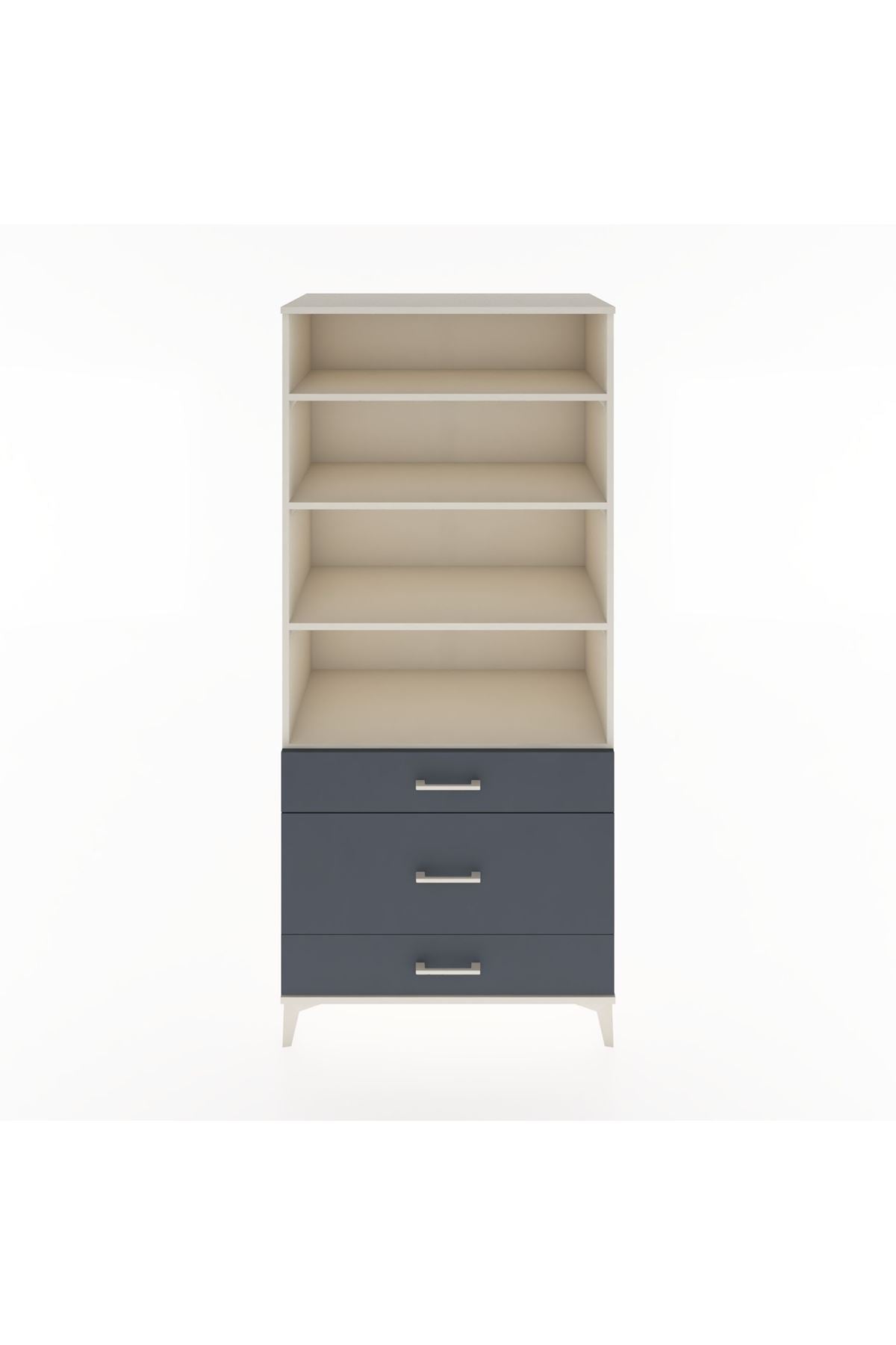 Hyperion Dolap 4 Raflı 3 Çekmeceli 88x44x195 Aytaşı-Antrasit