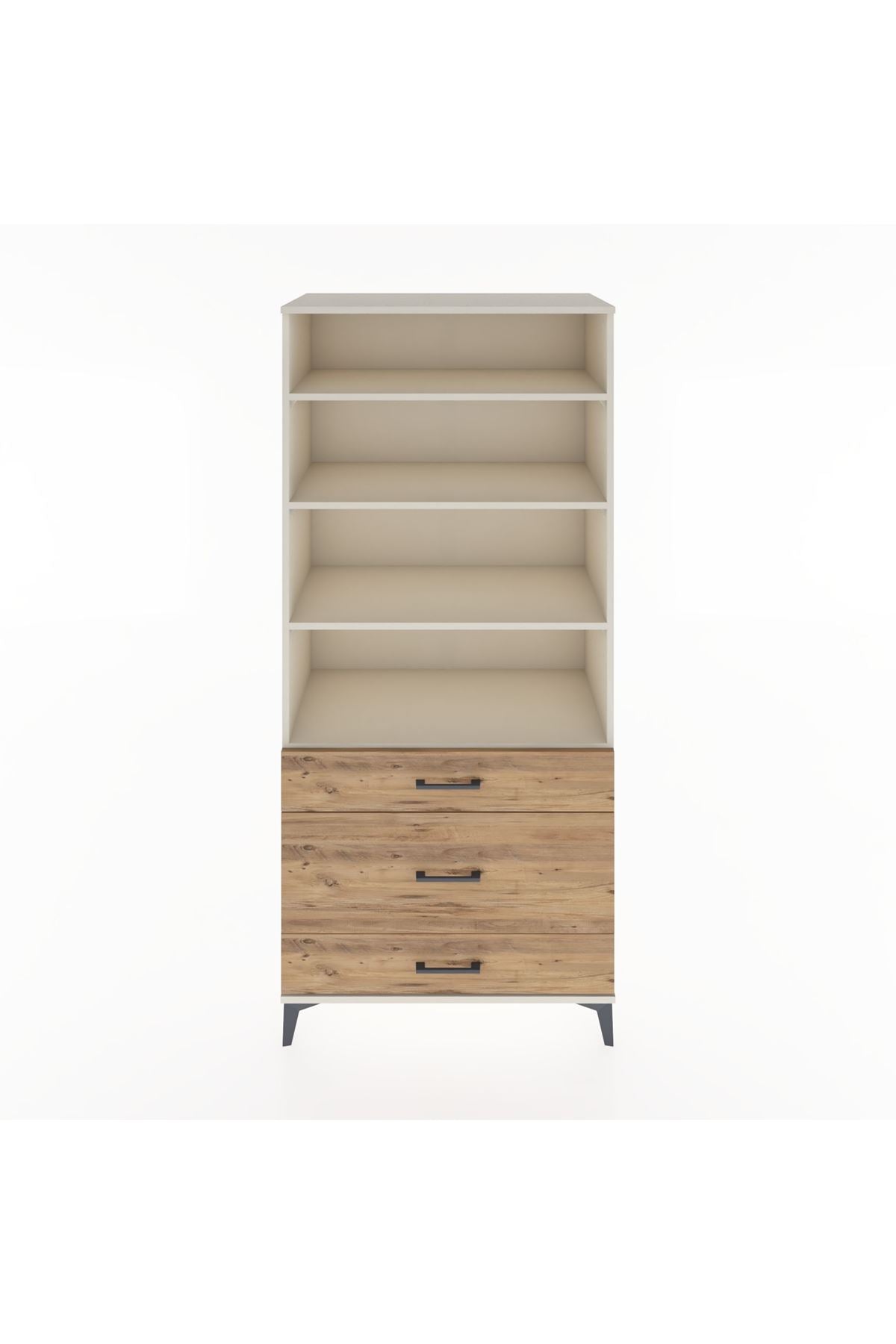Hyperion Dolap 4 Raflı 3 Çekmeceli 88x44x195 Aytaşı-Çam