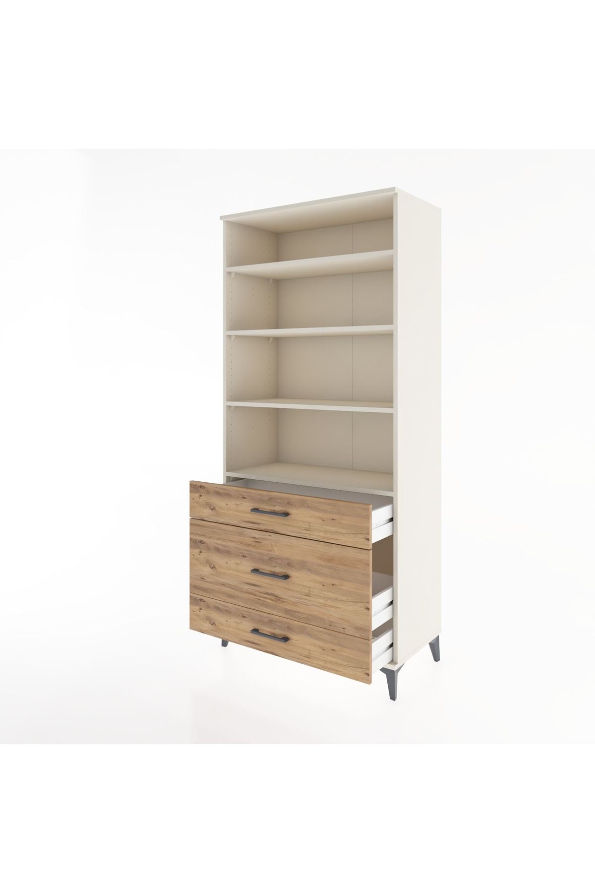 Hyperion Dolap 4 Raflı 3 Çekmeceli 88x44x195 Aytaşı-Çam